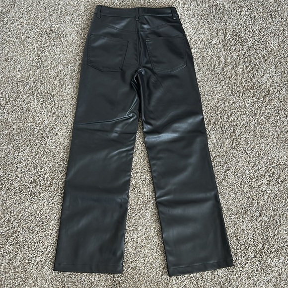 Zara High Rise Straight Leg Vegan Leather Pant Black - Picture 6 of 12